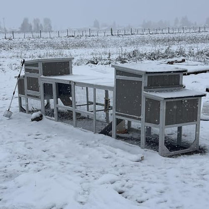 157" L Large Chicken Coop with Run, Mobile Chicken House with Wheels, Nesting Boxes, UV-Resistant Roof, Indoor Outdoor Rabbit Hutch Poultry Hen Cage for 4-6 Chickens with Removable Tray and Ramp - color: Grey-Double