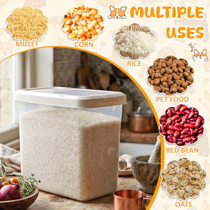 2 Pack Airtight Dog Food Storage Container, 27.6 Lbs Clear Pet Food Storage Bin with 2 Measuring Scoops for Pet Dog Cat Grain Rice Treat - size: 27.6 Lbs