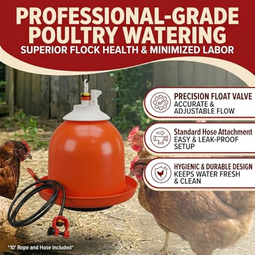 FarmTek Bell-Matic Automatic Poultry Waterer – Gravity Feed Drinker | Automatic Gravity Flow System, Heavy-Duty Construction, Consistent Water Supply, Ideal for Poultry & Game Birds