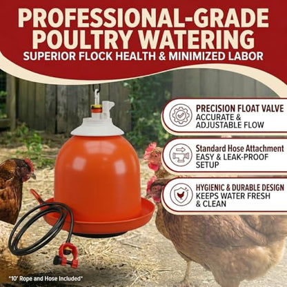 FarmTek Bell-Matic Automatic Poultry Waterer – Gravity Feed Drinker | Automatic Gravity Flow System, Heavy-Duty Construction, Consistent Water Supply, Ideal for Poultry & Game Birds