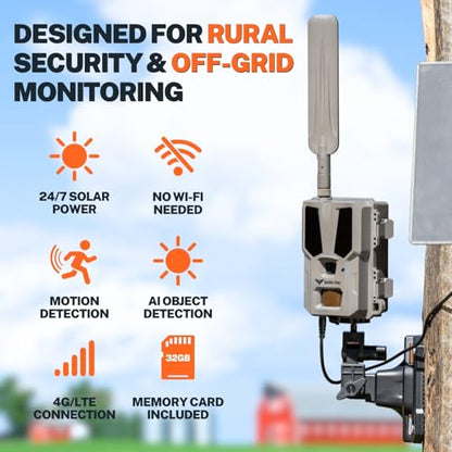 Barn Owl RangeCam Cellular Security Camera System – Off-Grid Monitoring with Solar Power, No WiFi, Works on All U.S. Networks – Farm, Ranch & Property Surveillance (RangeCam 2) - style: RangeCam 2