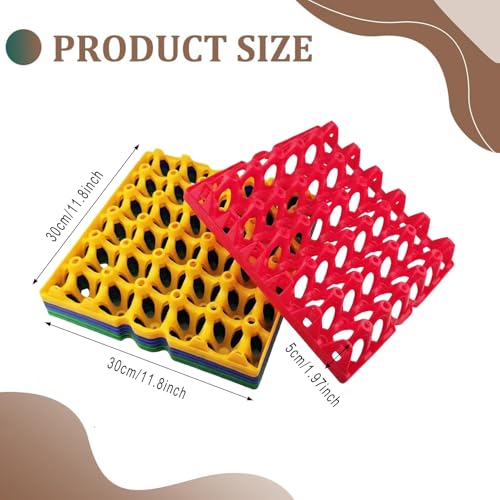 8 Pack Reusable Plastic Egg Trays, 30-Count Stackable Egg Crates for Chicken Farmers, Home Storage & Shipping (4 Colors)