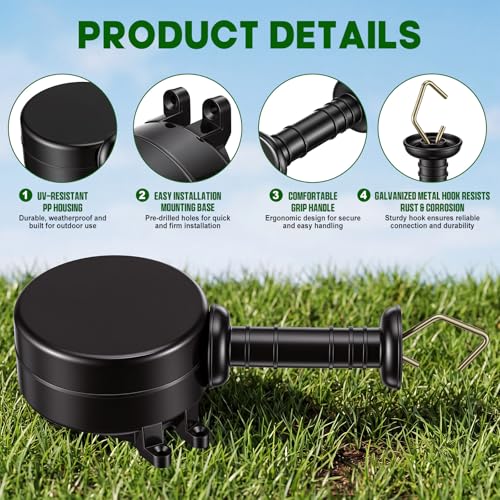 Moxweyeni 2 Set Electric Fence Gate Handle Kit, Retractable Insulated Reusable Electric Fence Handle Built in 5m Energizing Rope for Farm Ranch Livestock Electric-Fencing Gate Connector