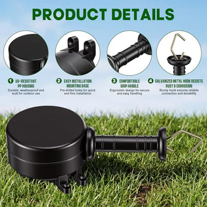 Moxweyeni 2 Set Electric Fence Gate Handle Kit, Retractable Insulated Reusable Electric Fence Handle Built in 5m Energizing Rope for Farm Ranch Livestock Electric-Fencing Gate Connector