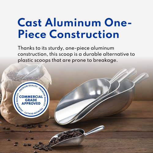 New Star Foodservice 34561 One-Piece Cast Aluminum Round Bottom Bar Ice Flour Utility Scoop, 38-Ounce, Silver (Hand Wash Only) - size: 38-Ounce-1