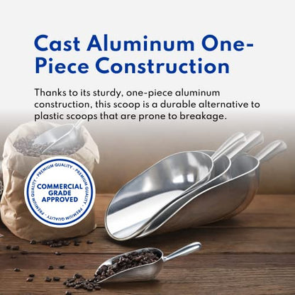 New Star Foodservice 34561 One-Piece Cast Aluminum Round Bottom Bar Ice Flour Utility Scoop, 38-Ounce, Silver (Hand Wash Only) - size: 38-Ounce-1