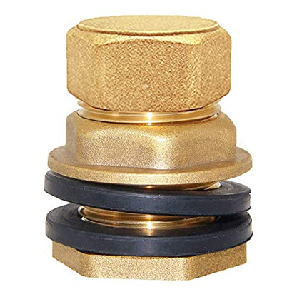 Joywayus Brass Male Bulkhead Kit Include 1/2" Female 3/4" Male Water Tank Connector Threaded And 3/4" Female Outer Hex Head End Pipe Caps with Rubber Gasket - size: 3/4" Male x 1/2" Female-1PCS
