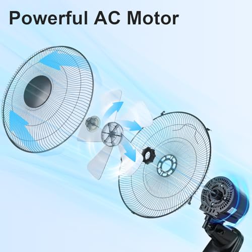 Aottop 16 inch Wall Mount Fan with Remote Control - 3-Speed and 3 Modes, Timer Function, Adjustable Head, Oscillating Fan for Home and Office - Black - color: Black, size: 16 inch(1 pcs)