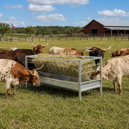 98 Gallon Heavy Duty Livestock Feeder, Hay and Grain Feeder for Goats Sheep Calves, Large Capacity Goat Trough with 25-Goat Capacity Feeder