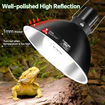 8.5 inch Reptile Heat Lamp Fixture with Thermostat and Timer,Reptile Light Fixture with Dimming Thermostat Max 150W,PID Temperature Controller for UVB Lights,Basking Heat bulbs and Terrariums - size: 8.5 inch without CHE Bulb