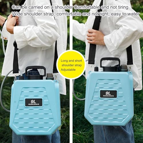Battery Powered Sprayer,Backpack Can Rechargeable,Battery Operated Sprayer with Adjustable Shoulder Strap - for Home Outdoor Plant Agriculture Backyard Yard Lawn Farm - color: 9L sky blue