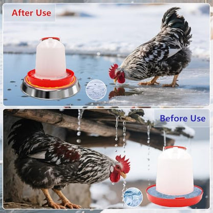12in Chicken Water Heater, 5 Gallons Chicken Water Heater Base,Automatic Electric Poultry Winter Deicer Heated Base for Plastic/Metal Chicken Waterer