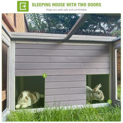GUTINNEEN Chicken Coop Outdoor Rabbit Hutch with Run for Rabbits, Chickens, Ducks, and Guinea Pigs, 61.5" L x 40.9" W x 24.8" H