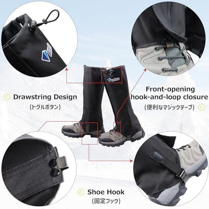 Azarxis Hiking Gaiters for Outdoor Hunting Walking Backpacking Women Men Ankle Leg Guard Boot Legging Cover Snow Waterproof - color: #01 Black