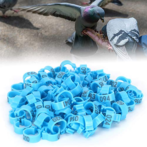 Gavigain 8mm Pigeon Leg Bands 0-100 Numbers Chicken Identification Leg Bands for Bantam Finch Dove Lovebird Coturnix Quail (Blue) - color: Blue