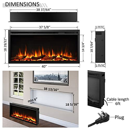 LegendFlame 40" W Austin in Wall Recessed & Wall Mounted Electric Fireplace (EF286A) - size: 40"