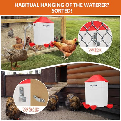 3 Gallon Automatic Chicken Waterer for Hands-Free Hydration, Float-Controlled Chicken Watering System with Leak-Proof Design, 2.75" Cups for All Poultry, 60" Hose for 3/4" Connections