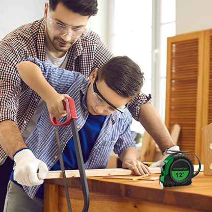 Xinnun 20 Pieces Tape Measures Bulk 12 FT Green Retractable Measuring Tapes Small Easy Read Measurement with Pause Buttons for Adults Engineer Contractors Decorator, Standard Inches and Metric