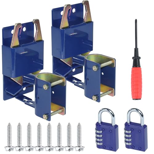 2 Pack S16100100 Two Way Lockable Gate Latch(Large Size Version: 4.1" L x 7.8" H) with 4-Digit Combination Lock for Metal Gates with 1-5/8" to 2" Diameter Tubes, Blue - color: 2x S16100100(Large Size Version 4.1"x 7.8")