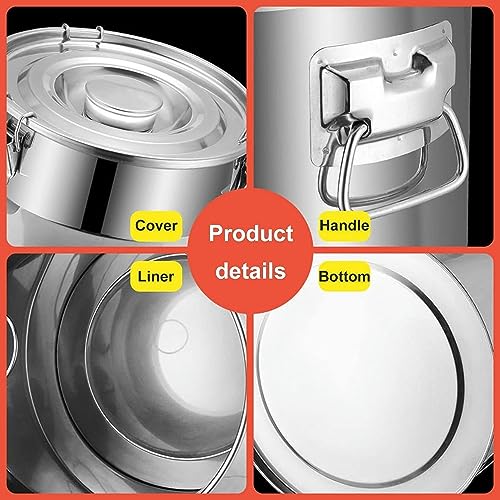 Food Grade Stainless Steel Jar for Storage Milk Transport Can Bucket Wine Pail Barrel with Sealed Lid for Milk Wine Liquid Storage Container - size: 18L
