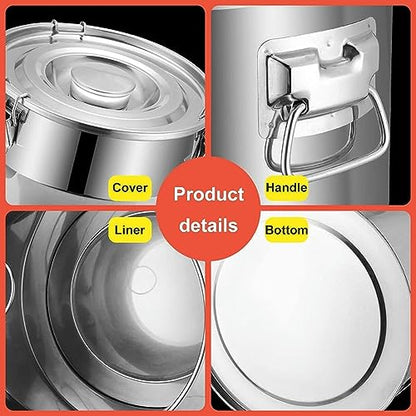 Food Grade Stainless Steel Jar for Storage Milk Transport Can Bucket Wine Pail Barrel with Sealed Lid for Milk Wine Liquid Storage Container - size: 18L