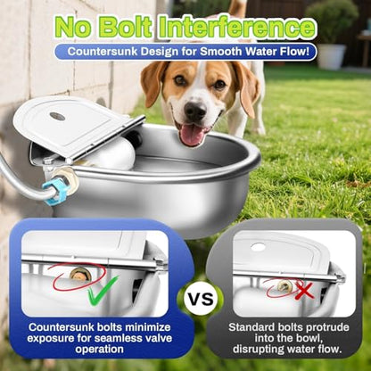 Automatic Animal Drinking Water Bowl with Float Valve, Extended Pipe, Stainless Steel Waterer Feeder Farm Dog Dispenser Kit Self Filling for Livestock Horse Goat Water Trough - size: 3L - 71" Hose