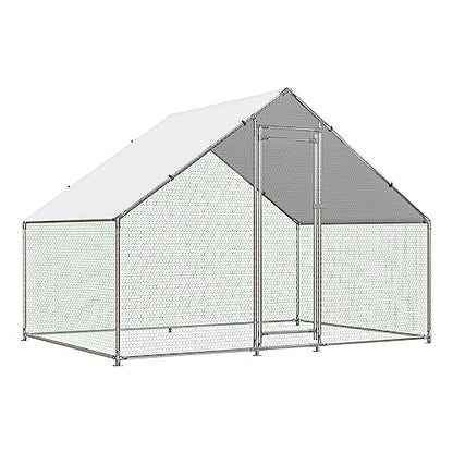 NUGRIART Large Metal Chicken Coop Walk-in Poultry Cage with Water-Resident and Anti-UV Cover Duck Rabbit Cat House Outdoor Chicken Run Pen with Spire Shaped Cage - size: 6.5’L×9.8’W×6.5’H