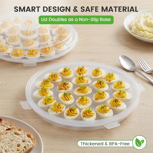 HANSGO Deviled Egg Containers with Lid, Portable Deviled Egg Platter Carrier Holder Trays with 22 Slots for Holiday Party and Home Kitchen, Clear - color: Transparent