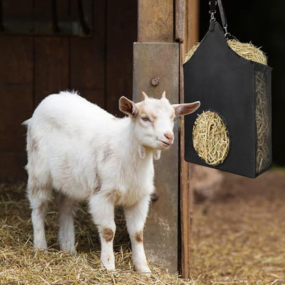 Horse Hay Bag Feeder, Slow Feed Hay Bag Suitable for Goats, Donkeys, and Horses, with Metal Ring and Adjustable Strap (2 Pack) - color: 2 Pcs
