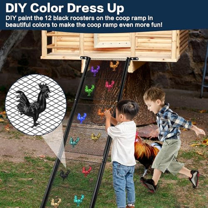 Chicken Coop Ramp, Chicken Ladder & Coop Accessories, Ladder Length Adjustable for Henhouse, Coop Steps for Feet Problem or Cannot Fly Chickens, Heavy Duty Sturdy,Corrosion-Resistant, and Waterproof