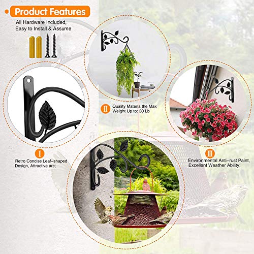 Axgo Wall Mount Hanging Plant Hook, Rust-Resistant Metal Plant Hanger for Flowers, Lanterns, Bird Feeders, Wind Chimes