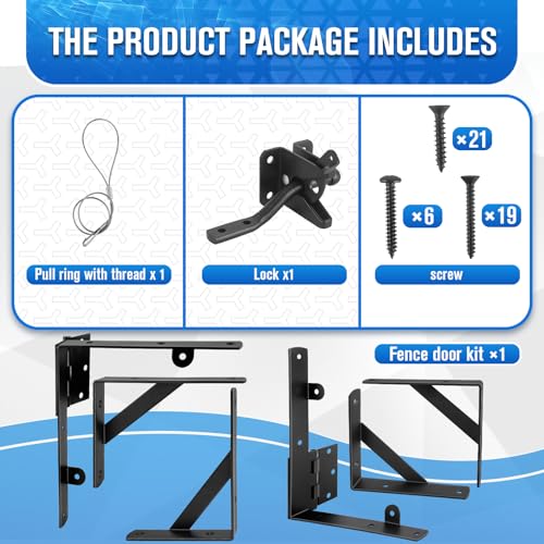 Anti Sag Gate Kit - Gate Hardware Kit - Fence Gate Kit Heavy Duty Gate Frame Kit, Adjustable Gate Corner Brace Bracket with Self-Locking Gate Latch for Wooden Fences, Shed Doors