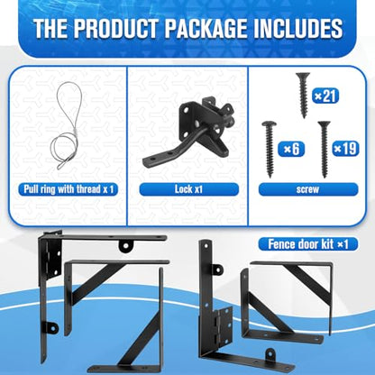 Anti Sag Gate Kit - Gate Hardware Kit - Fence Gate Kit Heavy Duty Gate Frame Kit, Adjustable Gate Corner Brace Bracket with Self-Locking Gate Latch for Wooden Fences, Shed Doors