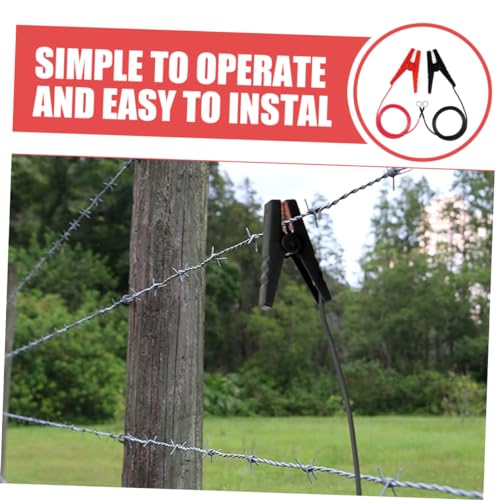 Happyyami 2pcs Electric Fence Jump Cable with Clips Durable Copper Solar Powered Fencing Wire for Livestock Weather Resistant Outdoor Use Easy Connection for Farm Protection