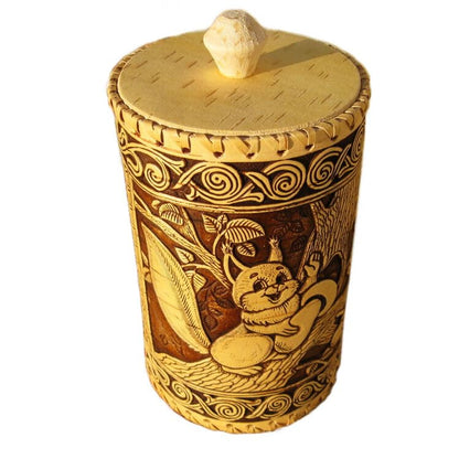 STP GOODS Birch Bark Container | Storage Container, Kitchen Container - color: Squirrels