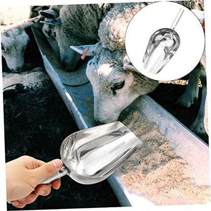 Cabilock Stainless Steel Farm Feeding Scoop 9.25 Inch Multi-Purpose Livestock Feed Shovel with Ergonomic Handle for Grain Rice Ice Sugar Flour