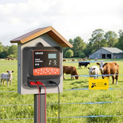 VEVOR Multi-Powered Electric Fence Charger, 2J/3J/5J, Electric Fence Energizer with Real-Time LED Display, 6.2 Miles Range, AC DC Powerful Fences Charger, Keep Out Wild Animals, for Livestock Poultry - style: 2J/3J/5J