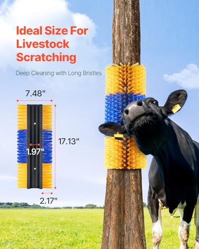 VEVOR Livestock Scratching Brush, 6 Pcs Horse Brush with 12 Screws, 17.1 x 7.5 in Cow Scratcher, for Back Itch Relief & Keep Cleaning, Grooming & Scratching Post for Horse, Pig, Cattle Supplies