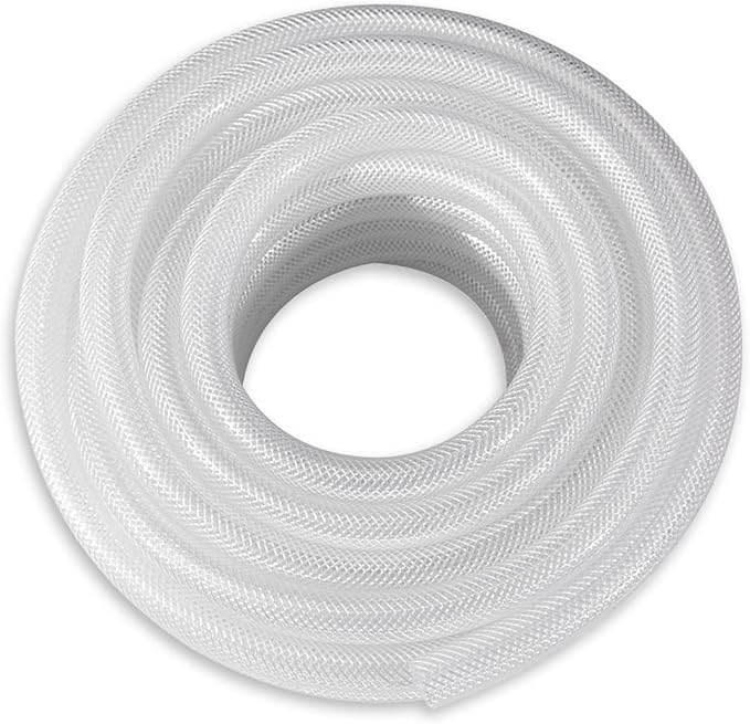 DAVCO 1/2" ID × 5 ft Clear Braided Plastic Vinyl Tubing Flexible High Pressure Reinforced PVC Hose - size: 1/2"ID, style: 5 Feet