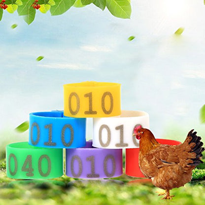 Poultry Leg Bands, 6 Colors 100PCS/Bag 16MM 001-100 Numbered Plastic Poultry Chickens Ducks Goose Leg Bands Rings for Chickens Gamefowl Turkey Duck Goose(Blue) - color: Blue