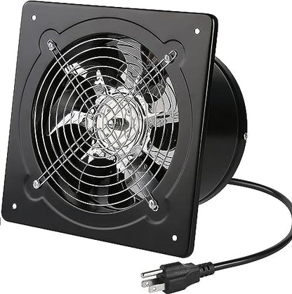 Exhaust Fan 78W Through-wall installation Ventilation Fans 110V Exhaust Fan with Plug 8 inch Exhaust Smoke Fan with Pure Copper Motor for Kitchen Shopping Mall（Black） - style: 8 inch