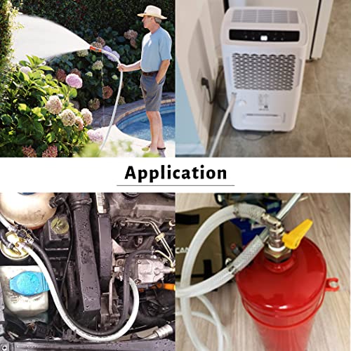 DAVCO 3/8" ID - 50 ft Heavy Duty Braided Clear Plastic Vinyl Tubing, Flexible High Pressure Reinforced PVC Plastic Tube Hose, Non-toxic, BPA Free, with 2 Stainless Clamps - size: 3/8"ID, style: 50 Feet