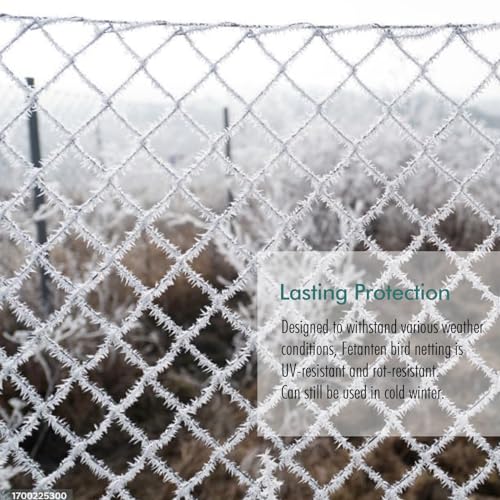 Bird Netting for Garden, Fetanten 50 x 50 FT Netting for Garden Protection Vegetables Fruit Trees Blueberry from Birds Deer Poultry, Heavy Duty Woven Mesh Net Animal Fencing with Ties and Staples - size: 50 x 50FT