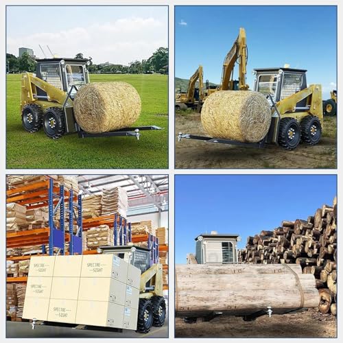 Heavy Duty Pallet Forks 2600 lbs Capacity, 46" Quick Attach Skid Steer Forks with Trailer Hitch Ball for Tractor Loader, Q235 Steel Fork Frame for Lifting Moving Towing for Farm Warehouse