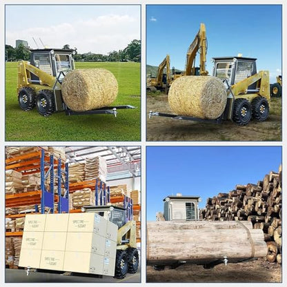 Heavy Duty Pallet Forks 2600 lbs Capacity, 46" Quick Attach Skid Steer Forks with Trailer Hitch Ball for Tractor Loader, Q235 Steel Fork Frame for Lifting Moving Towing for Farm Warehouse