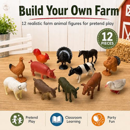 GiftExpress 12pc Large Farm Animal Toy Figures