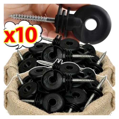 Electric Fencing Ring Insulators Electric Fence Insulators Screw in for Wood Post Easy Install Ranch Farm Fencing Supplies All Weather(5pcs) - color: 5pcs