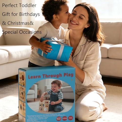 Montessori Busy Board, Slap-Activated LED Toy for 1-4 Toddlers | Sensory Switch Board, Fine Motor Skills Educational Learning Toy, Travel Friendly, Birthday & Holiday Gift for Boys Girls