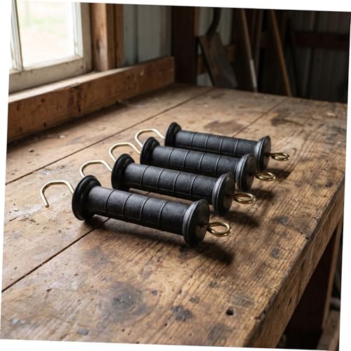 SOLUSTRE 4pcs Electric Fence Gate Handles with Spring Insulators for Ranch and Outdoor Use Plastic Construction for Easy Installation and Reliable Gate Control