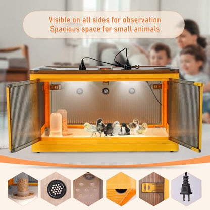 Chicken Brooder Box for Chicks Starter Kit, Larger Chicken Brooder Heater Warms up to 30 Chicks, Poultry Breeding Box Suitable for Chick Duckling Parrot Lizard (28" L x 19" W x 15" H) - size: 28.0"L x 19.0"W x 15.0"H